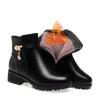 Botas cortas para mujer, zapatos de madre de mediana edad y anciana, zapatos de algodón de tacón grueso, botas nuevas de otoño e invierno, botas de algodón de cuero suave, zapatos de cuero con forro polar para mujer