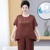 Roupa de Verão da Mamãe, Conjunto Elegante e Estiloso para Mulheres, Novo Modelo 2026, Conjunto de Duas Peças com Blusa Soltinha Plus Size para Mulheres de Meia-Idade e Idosas