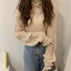 Camiseta Básica Gruesa con Forro Polar de Encaje de Talla Grande para Mujeres Gorditas Otoño e Invierno Elegante Cuello Medio Alto Top Combinable