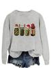 Amazon eBay suéter pulôver estampado de pepino em lata estilo novo top de manga comprida personalizado de Natal para mulheres