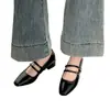 Zapatos Mary Jane Cuadrados Retro Franceses para Mujer 2026 Otoño Nuevos Tacones Altos con Falda Zapatos Pequeños de Cuero Zapatos de Correa Única con Hebilla