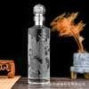 Botellas de Vino de Vidrio de 0.5 kg con Patrón de Dragón, Botellas Vacías Creativas Selladas para Licor Casero, Material Blanco Cristalino, Transparentes, Personalizables con Logotipo Personalizado
