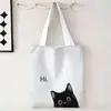Bolsa Tote de Lona Transfronteiriça, Bolsa de Ombro Reutilizável, Bolsa de Compras com Design de Gato Animal, Personalizável com Sua Própria Imagem