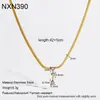 Colar com Pingente de Coração de Pêssego Gota d'Água Zircônia em Aço Inoxidável Banhado a Ouro 18K com Corrente Ossinho de Cobra em Forma de Cruz Acessórios de Luxo Discretos para Mulheres