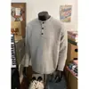 Nuevo suéter Henley de media botonadura, unisex, estilo coreano, versátil, retro y con un look sofisticado, tejido de manga larga para otoño e invierno