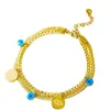 Cadena de Acero Inoxidable Transfronteriza Europea y Americana, Pulsera de Ojo de Diablo Moderna y Versátil, Pulsera Redonda Romana de Acero de Titanio para Mujer