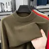 100% lana pura, cuello semi-alto, suéter de lana grueso para hombre, nueva colección otoño/invierno 2026, suéter de punto casual y cálido