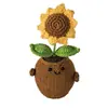 Adornos de Flor de Girasol de Lana Tejidos a Mano Transfronterizos Amor Maceta Adornos Terminados Ganchillo Pequeño Sol Girasol Plantas en Maceta