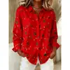 Camisa Impresa 3D de Navidad 2025 Manga Larga Más Vendida Copo de Nieve Fiesta Manga Larga Moda para Mujer Top Cárdigan
