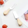 Faca de Queijo de Aço Inoxidável Conjunto de Ferramentas para Queijo e Pizza com Cabo de Madeira, Conjunto de 4 Peças Cortador de Manteiga, Faca de Pizza para Manteiga