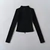 Exportação Transfronteiriça Roupas Femininas Outono e Inverno 2025 Estilo Europeu e Americano Gola Alta Manga Longa Slim Zíper Jaqueta Cardigan para Mulheres Z425301