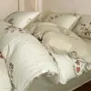 Conjunto de Roupa de Cama de Algodão Puro Estilo Vintage de Luxo Leve de 60S, Conjunto de Quatro Peças, Capa de Edredom de Jacquard de Algodão Puro, Lençol de Cama, Universal para Todas as Estações