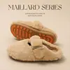 Pantuflas Birkenstock peludas estilo Maillard para mujer, adecuadas para otoño e invierno, con diseño de hebilla cuadrada, estilo de punta cerrada y forro de felpa para calor y comodidad, perfectas para usar en interiores y exteriores