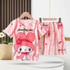 2025 Pijamas Nuevos de Niñas Verano Niños Niños Manga Corta Delgados Niña Pequeña Niños Grandes Traje de Ropa para el Hogar de Verano