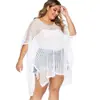 Blusa sexy de talla grande para mujer transfronteriza, tejida calada, color sólido, abertura irregular, holgada, para playa, bikini F986