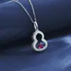 Plata S925 Nuevo Estilo Chino Colgante de Calabaza Rubí Collar Diseño Hueco Lujo Ligero Gama Alta Versátil Estilo Nacional Fábrica Venta al por Mayor