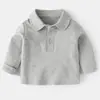 Camisa Polo Básica de Color Sólido para Bebé Ropa de Otoño para Niños Top con Cuello de Solapa para Bebé Niño Ropa Versátil de Manga Larga para Capa Base