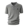 Camisa tipo polo estilo Old Money con cuello camisero, Tejido de punto de manga corta para hombre, Trenzado de ochos, Bordado de caballo, Camiseta de negocios, Venta al por mayor de fábrica transfronteriza