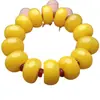 Pulsera de cuentas redondas, cuentas de ábaco, cuentas de barril de cera de abeja ámbar amarillo pollo de tamaño grande, joyería de cera de abeja de segunda generación para hombres y mujeres