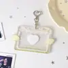 Porta-cartões transparente estilo coreano com asas de anjo, 7,6 cm (3 polegadas), para fãs de cartões, com capa protetora e pingente de chaveiro.