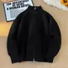 Imagen de toma real: Otoño 2026 nuevo talla grande peso pesado listo para usar 1000g suéter cárdigan chaqueta juvenil para hombre S-5X