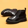 [vip para] botas martin masculinas de cano alto estilo britânico couro esculpido brogue plataforma brilhante sapatos de cano alto