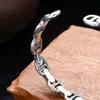 Pulseira de prata de lei 925 com nariz de porco atacado masculina e feminina abertura ajustável pulseira prata tailandesa tendência retrô joia antiga