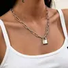 Collar con Colgante en Forma de Candado de Moda Callejera Hip-Hop Europeo y Americano, Cadena Gruesa Exagerada Estilo Punk Personalizado, Cadena para Clavícula Fresca y Elegante para Mujeres