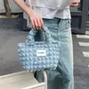 Bolsa tote de tecido para o dia a dia, pequena e com design fresco em formato de nuvem com bolhas, bolsa térmica de grande capacidade para trabalhadores de escritório, bolsa tote de lona casual versátil