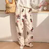 Calça Térmica Macia Outono e Inverno, Calça Longa Feminina com Laço, Calça Casual Solta para Casa que Pode Ser Usada Fora