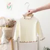 Malha Básica Branca para Meninas 2025 Novo Estilo Malha Interna para Bebês e Crianças Pequenas Malha Meia-Gola Outono e Inverno para Bebês