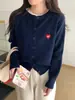 Suéter cárdigan para mujer 2026 nuevo modelo, tejido de punto con estampado de corazones para primavera y otoño, nuevo top de corte holgado para otoño e invierno con botones en forma de corazón