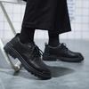 2025 Novas Botas de Outono Masculinas Estilo Britânico Botas Curtas Pretas Versátil Casual Cano Baixo Modernas Sapatos de Couro Pequenos
