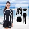Traje de baño de manga larga para mujer, con protección solar, adelgazante, para surf y aguas termales.