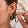 Brincos de Franja Transfronteiriços com um Toque Europeu e Americano de Alto Padrão, Feitos de Aço Inoxidável 18K, Totalmente Adornados com Diamantes, Brincos Circulares de 40mm, Únicos, Modernos e Versáteis