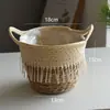 Funda tejida para maceta estilo nórdico, cesta de flores tejida a mano, cesta de almacenamiento decorativa para plantas verdes de sala de estar y balcón