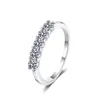Anillo de Plata de Ley 925 para Mujer con Fila Única de Diamantes y Moissanita, Sencillo y Apilable, Regalo de Cumpleaños para Novia, Anillo de Diamantes