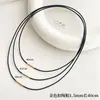 Collar Negro de Cuero Trenzado con Colgante Dorado para Mujer, Cordón de Cuero Pequeño con Colgante de Cadena para Hombre, Accesorios de Collar de Cordón de Cuero Encerado
