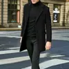 Comercio exterior transfronterizo moda otoño e invierno para hombre abrigo largo de lana de un solo pecho con cuello de traje estilo británico, abrigo largo de lana