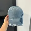 Gorra de Béisbol de Mezclilla Lavada con Bordado de Letras para Mujer, Gorra de Béisbol Retro Americana Desgastada, Gorra Suave con Copa Alta para Circunferencia de Cabeza Grande