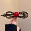 Bowknot Elegant Pearl One Word Grab Clip Feminino 2024 Novo High-end Sense Twisted Hairpin Back Head Shark Clip
