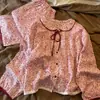 Pijama de gasa de algodón para mujer, nuevo otoño 2026, dulce estampado floral, se puede usar afuera, manga larga, pantalón largo, ropa para el hogar, conjunto de talla grande