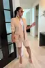 AL205 Estação Independente Amazon Conjunto Feminino Europeu e Americano Blazer Shorts Peça Dupla Primavera e Verão Conjunto Casual