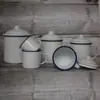 Taza Gruesa de Cilindro Esmaltado Blanco Puro 6-12cm Taza de Hierro Esmaltado Retro Nostálgico Antiguo Cilindro para Té para Oficina y Hogar