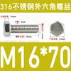 Tornillo de cabeza hexagonal externa de acero inoxidable 316L, tornillo extendido M5M10M12M14M16M18 [M4-M20]]