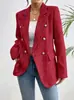 13 Colores en Stock 2026 Nuevo Blazer Tweed de Doble Botón Estilo Europeo y Americano para Mujer, Corte Delgado, Favorecedor, Versátil