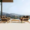 Sofá Nórdico para Exteriores Patio Villa Muebles de Madera Maciza Impermeable Protector Solar Exterior Jardín Balcón Ocio Sofá de Ratán