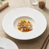 Prato de espaguete chapéu de palha prato de cerâmica comida ocidental prato fundo para sopa prato de salada hotel restaurante louça de alto padrão prato fundo