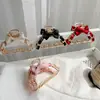 Pasador de Perlas para Mujer Clip de Lazo Estilo Coreano Pinza de Tiburón para la Parte Trasera de la Cabeza Accesorios Metálicos Grandes y Simples para el Cabello