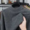 Atacado Transfronteiriço Tricô 100% Lã Masculino Outono e Inverno Tricô Aconchegante e Quente Gola Alta Meia Pulôver Tricô de Cor Pura para Homens